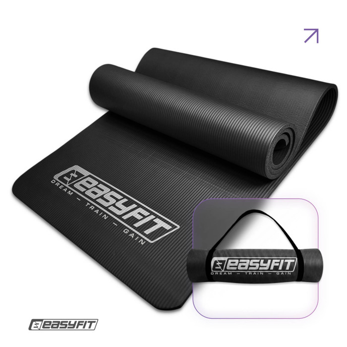 Коврик для фитнеса и йоги EasyFit NBR 8 мм черный