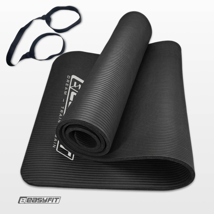 Коврик для фитнеса и йоги EasyFit NBR 8 мм черный