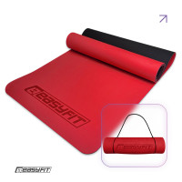 Килимок для йоги та фітнесу EasyFit TPE+TC 6мм двошаровий червоний-чорний