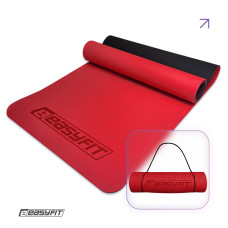 Килимок для йоги та фітнесу EasyFit TPE+TC 6мм двошаровий червоний-чорний
