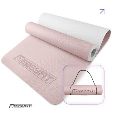 Коврик для йоги и фитнеса EasyFit TPE+TC 6 мм двухслойный пудровый-светло-серый
