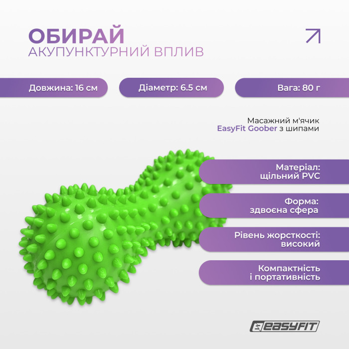 Массажный мячик EasyFit Goober с шипами зеленый