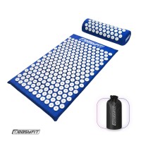Массажный коврик Easyfit с подушкой (аппликатор Кузнецова) Синий с белым