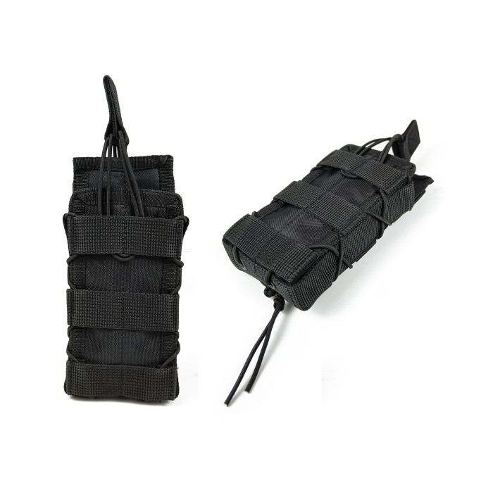 Подсумок под магазин АК/РПК одинарный открытый черный (MOLLE, подсумок на разгрузку, жилет, РПС)