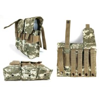Подсумок под 6 магазинов АК/РПК тройной пиксель ВСУ MM-14 (MOLLE, подсумок на разгрузку, жилет, РПС)
