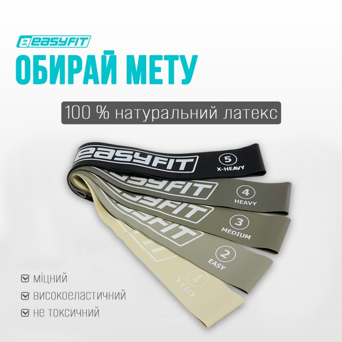 Резинки для фитнеса EasyFit MonoBand набор 5 шт