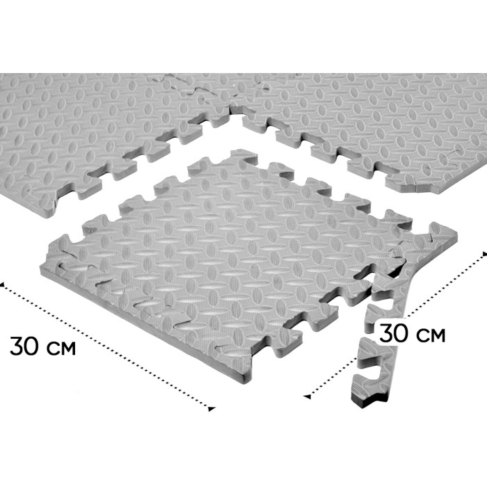 Татами мат EasyFit 8 шт (30х30х1 см) ласточкин хвост серый