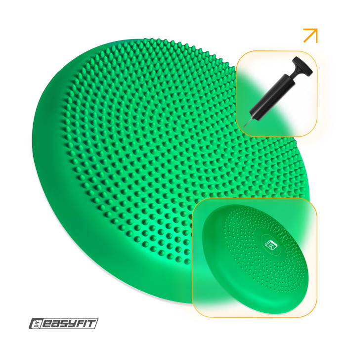 Балансировочная подушка массажная EasyFit Balance Cushion-A зеленая + насос