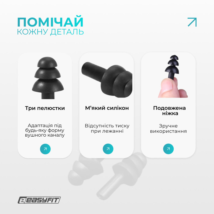Беруші силіконові багаторазові EasyFit чорні