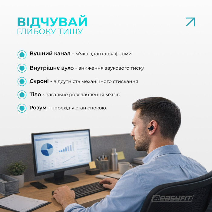 Беруші силіконові багаторазові EasyFit чорні