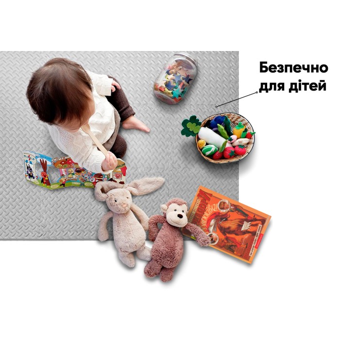 Татами мат EasyFit SwallowTail 4 шт (60х60х1 см) пазл ласточкин хвост серый