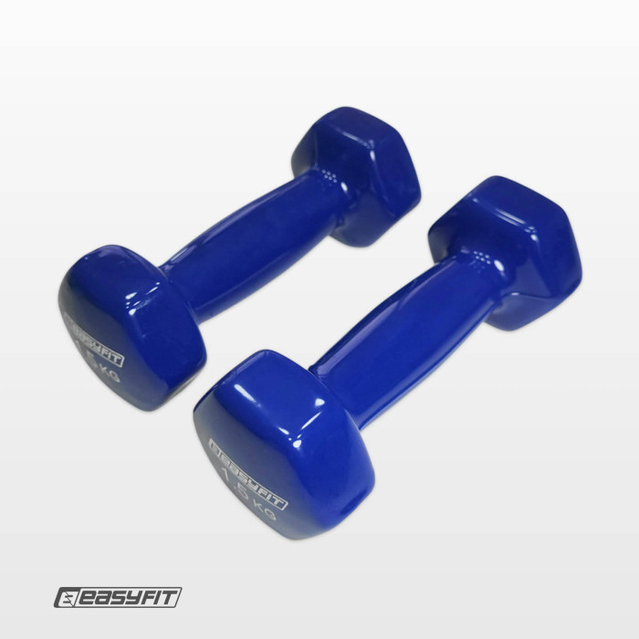 Гантель для фітнесу 1.5 кг EasyFit із вініловим покриттям синя