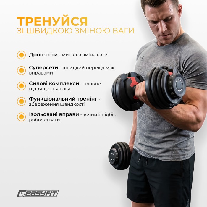 Гантель наборная EasyFit UniWeight 1,5-16 кг