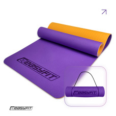 Килимок для йоги та фітнесу EasyFit TPE+TC 6мм двошаровий фіолетовий-помаранчевий
