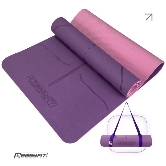 Коврик для йоги и фитнеса EasyFit Polarity рadma с ремнем