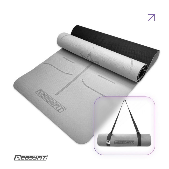 Коврик для йоги и фитнеса EasyFit Polarity stone с ремнем