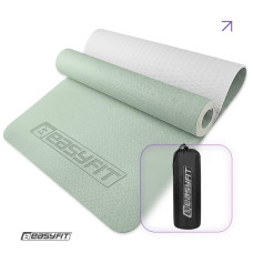 Коврик для йоги и фитнеса EasyFit TPE+TC 6 мм двухслойный фисташковый-светло-серый+чехол