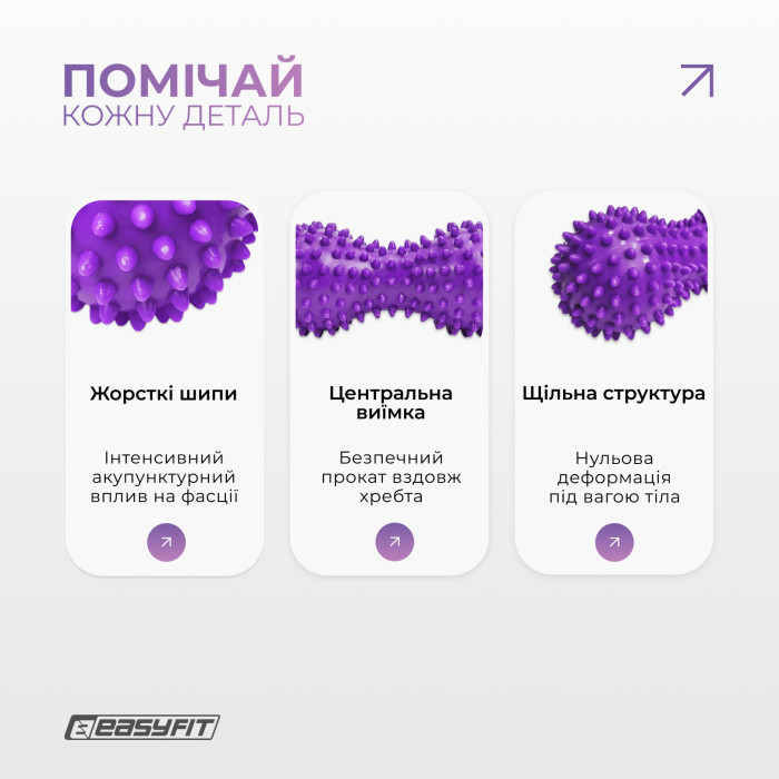 Массажный мячик EasyFit Goober с шипами фиолетовый