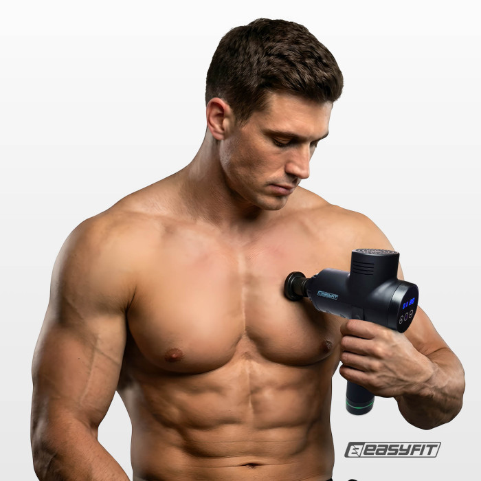 Масажний пістолет EasyFit Percussio (портативний перкусійний вібромасажер для тіла з 6 насадками)