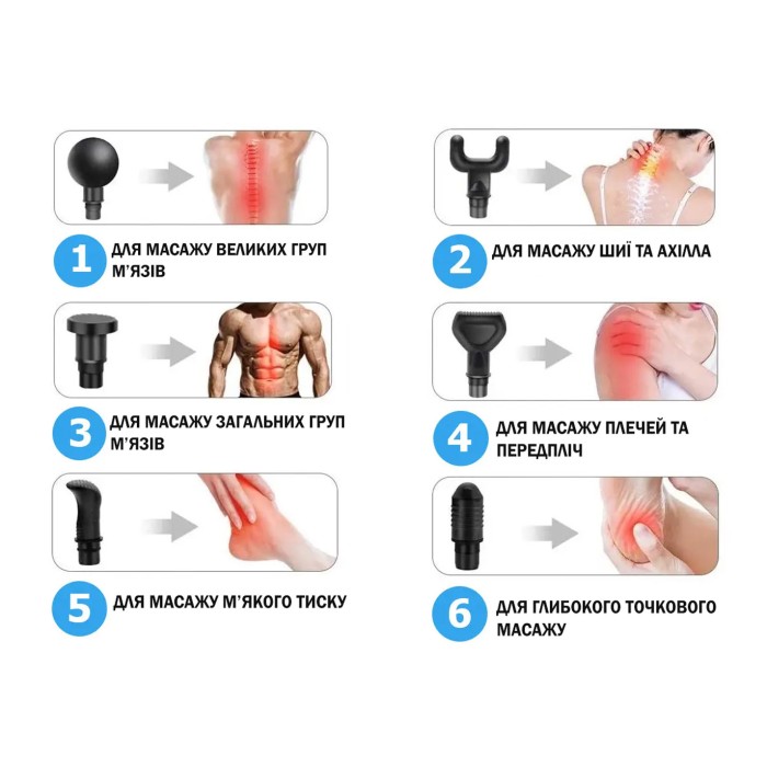 Массажный пистолет EasyFit Percussio (портативный перкуссионный вибромассажер для тела с 6 насадками)