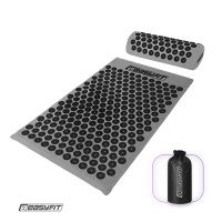 Массажный коврик Easyfit с подушкой (аппликатор Кузнецова) Серый с черным