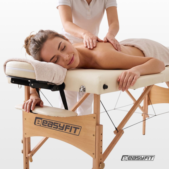 Масажний стіл EasyFit ZenRest кушетка складна Бежевий з чохлом