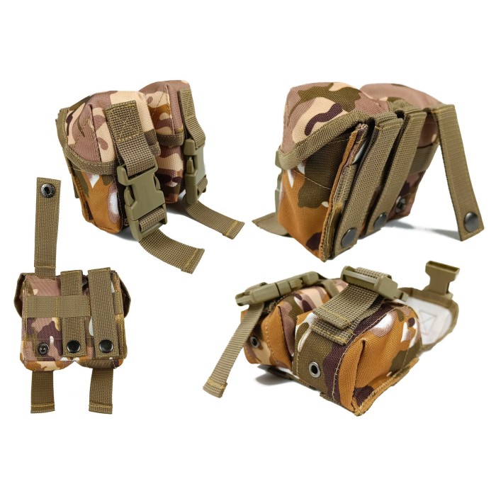 Подсумок гранатный двойной Multicam Arid (MOLLE, подсумок для гранат на разгрузку, жилет, РПС)