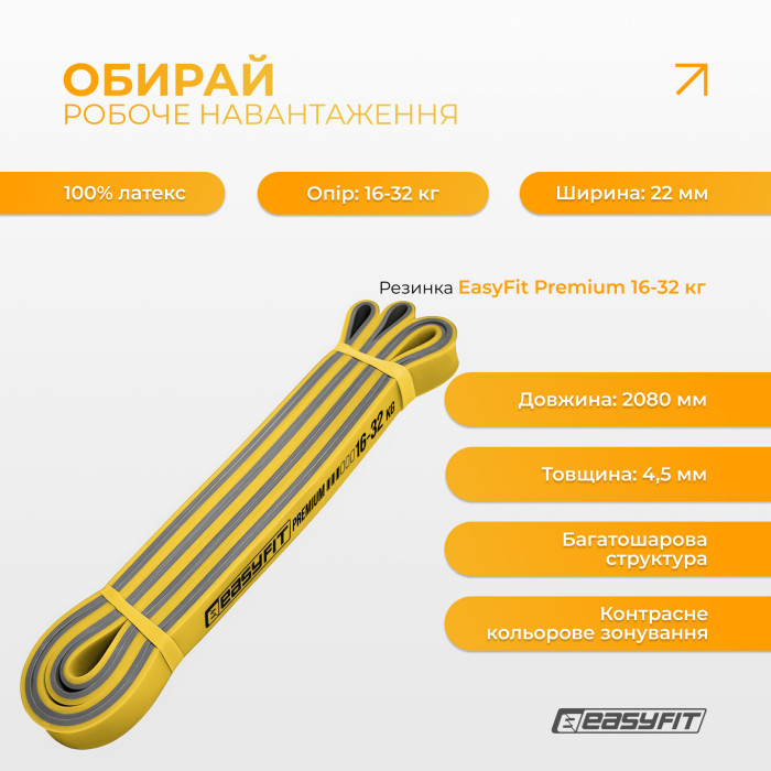 Двошарова резинка для підтягування EasyFit Premium 16-32 кг