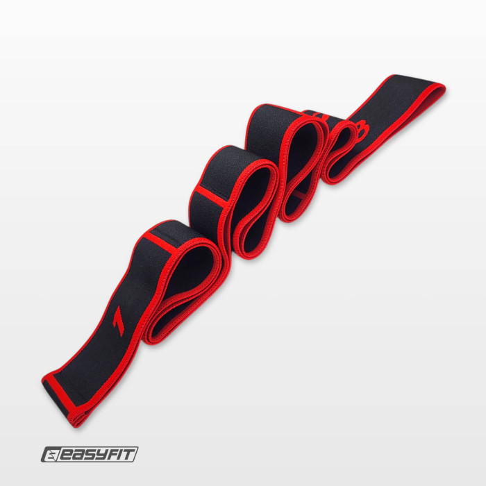 Эспандер ленточный EasyFit с петлями для тренировок красный (HARD)