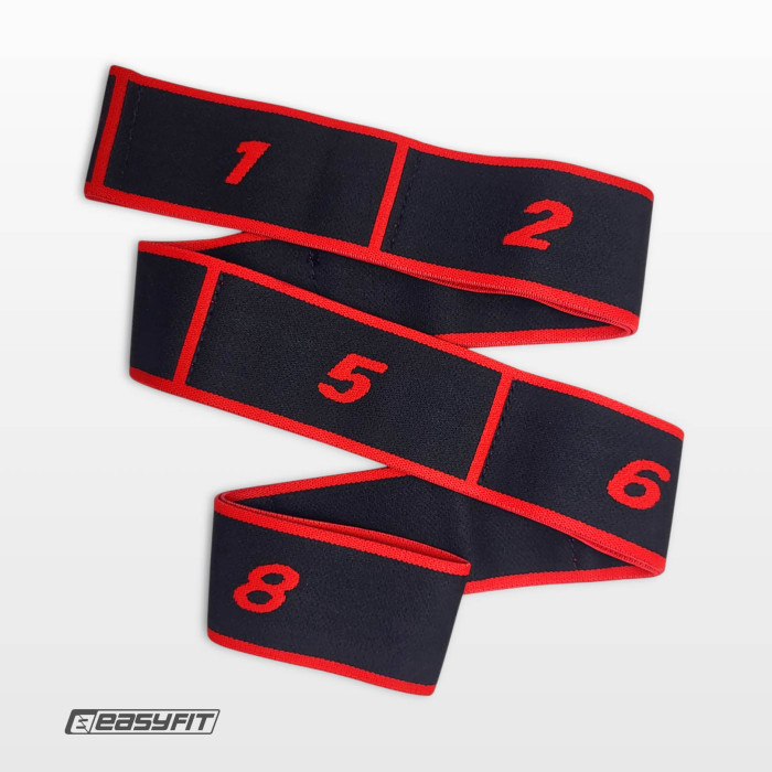 Эспандер ленточный EasyFit с петлями для тренировок красный (HARD)