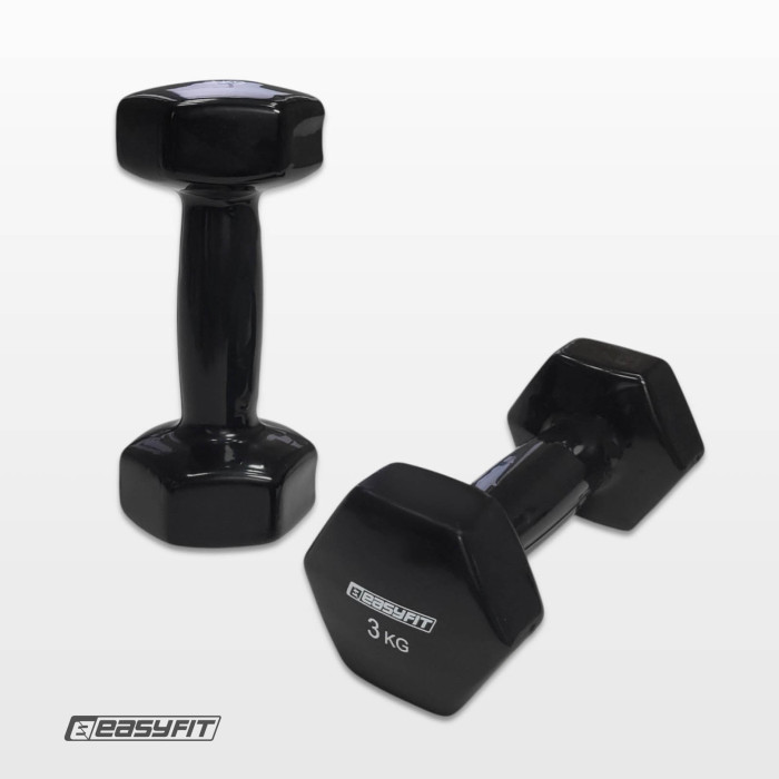 Гантель для фітнесу 3.0 кг EasyFit із вініловим покриттям чорна