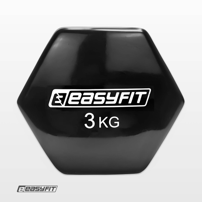 Гантель для фітнесу 3.0 кг EasyFit із вініловим покриттям чорна