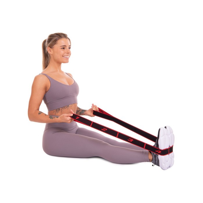 Эспандер ленточный EasyFit с петлями для тренировок красный (HARD)