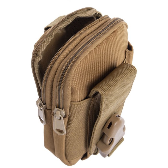 Подсумок-органайзер для телефона, документов и личных вещей койот (тактический утилитарный, на РПС, пояс, жилет, ремень, MOLLE)