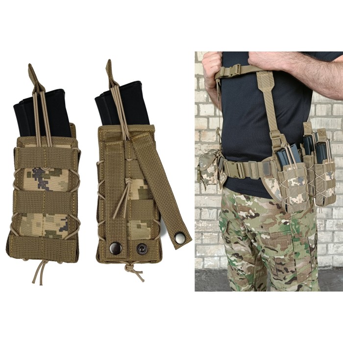 Подсумок под магазин АК/РПК одинарный открытый пиксель ВСУ MM-14 (MOLLE, подсумок на разгрузку, жилет, РПС)