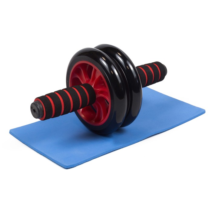 Ролик для пресса двойной EasyFit с ковриком Красный