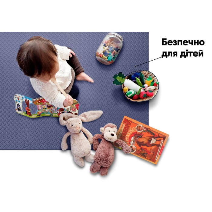 Татами мат EasyFit SwallowTail 4 шт (60х60х1 см) пазл ласточкин хвост синий